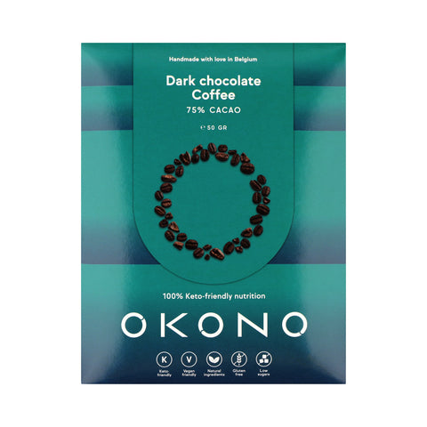 Dark chocolate bar 75% with coffee Sugar free Keto - 50g