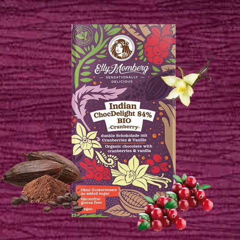 Chocolate bar with cranberries and vanilla - 70g