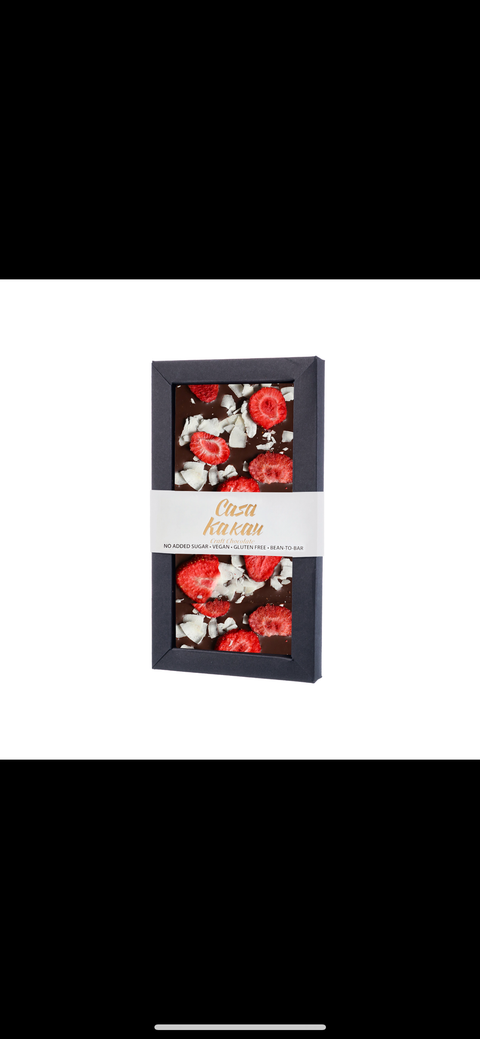 Dark chocolate bar with strawberry and coconut chips - 70g