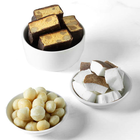 Barre noix macadamia au chocolat et noix de coco - 50g