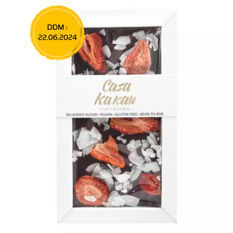 Tablette chocolat noir, fraise et éclats de noix de coco - 70g - Anti-Gaspi