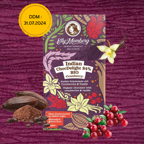 Chocolate bar with cranberries and vanilla - 70g