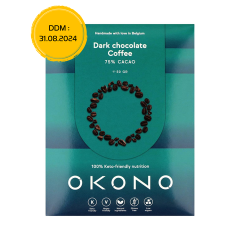 Dark chocolate bar 75% with coffee Sugar free Keto - 50g