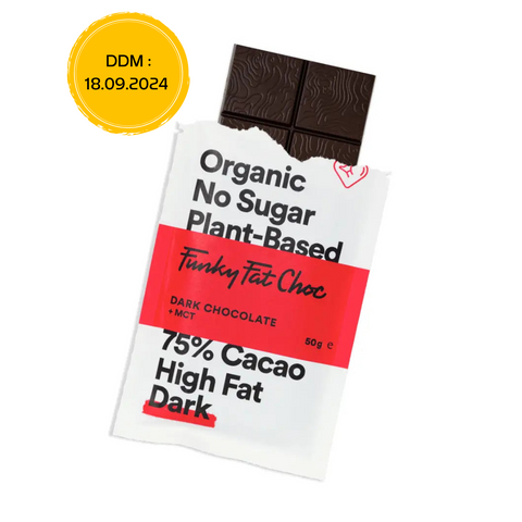 Dark chocolate bar 75% Sugar free Organic - 50g