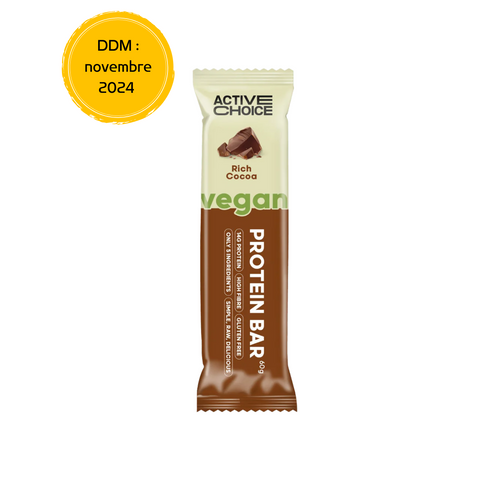 Barre protéinée végétalienne - riche en cacao - 65g - Anti-gaspi