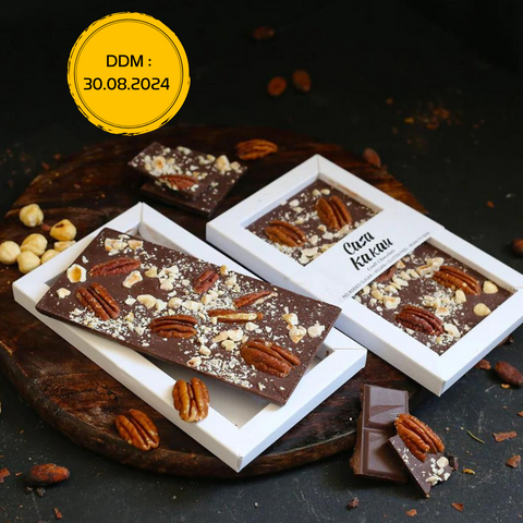 Dark chocolate bar with hazelnut and pecan - 80g