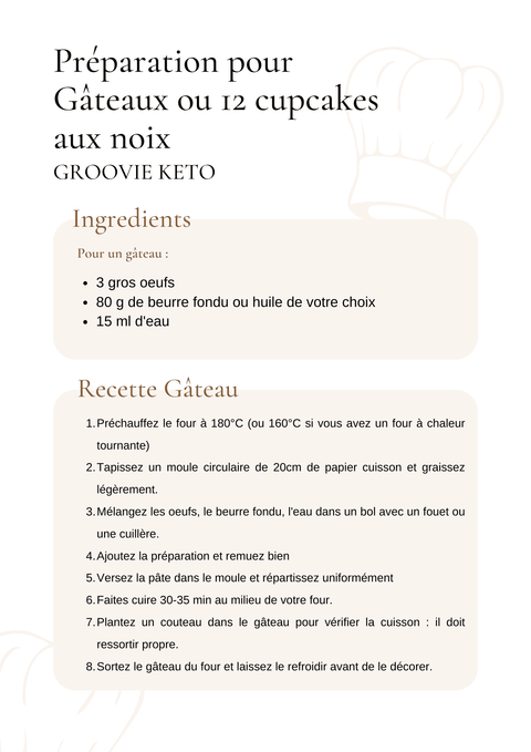 Préparation pour gâteau ou cupcakes aux noix - 280g