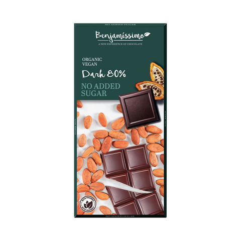 Dark chocolate bar 80% No added sugar Organic - 70g